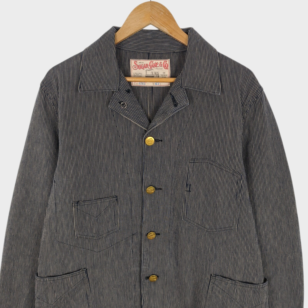 SUGAR CANE Men's Made in Japan Striped Cotton Chore Jacket