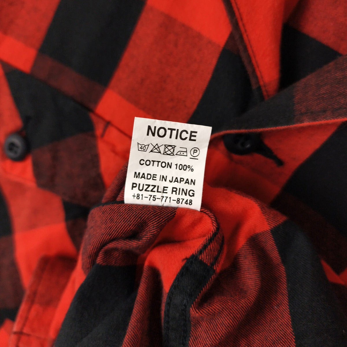 SASSAFRAS Men's Made in Japan Buffalo Plaid Check Gardener Overshirt