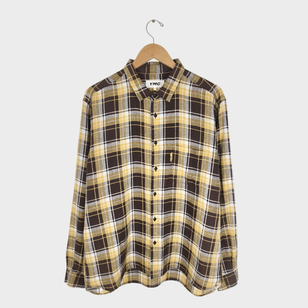 YMC You Must Create Men's 100% Linen Checked Shirt