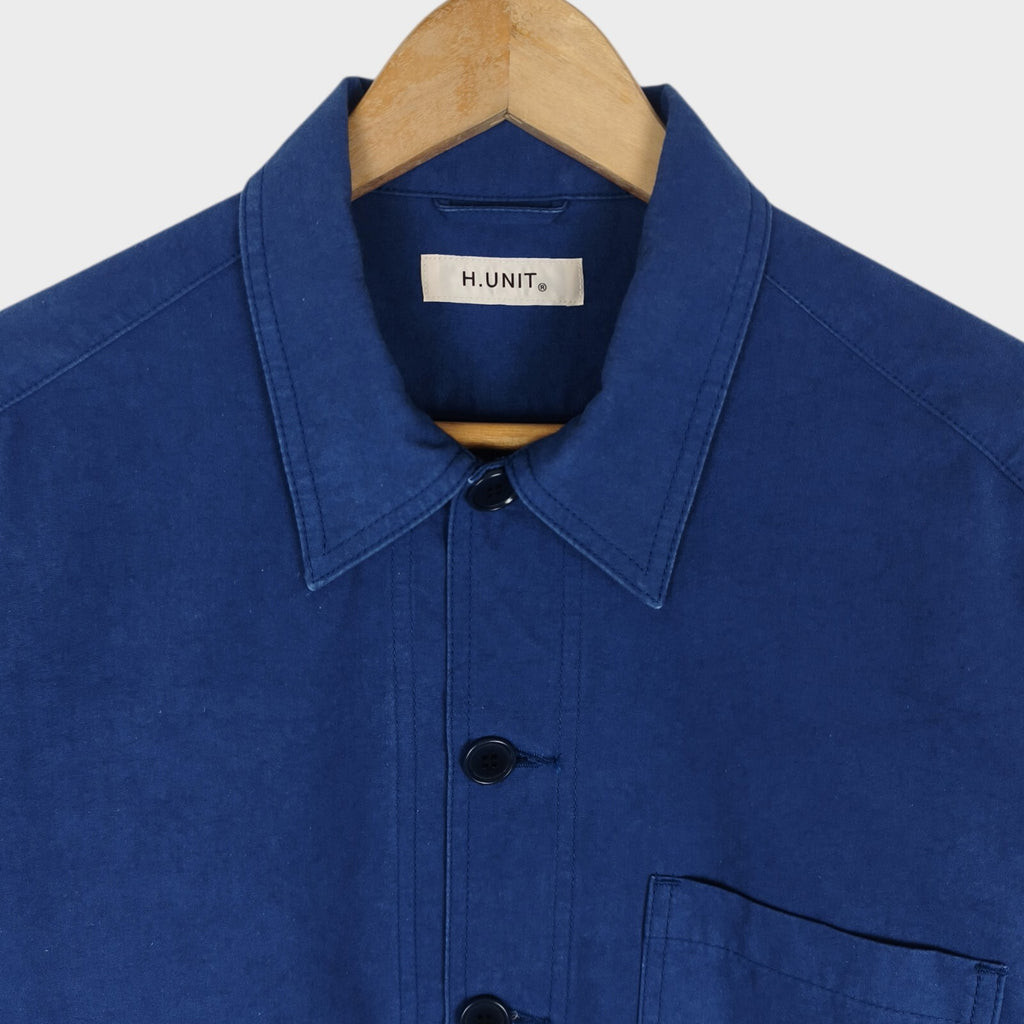 H.UNIT Men's Made in Japan Blue 100% Cotton Relaxed Fit Chore Jacket