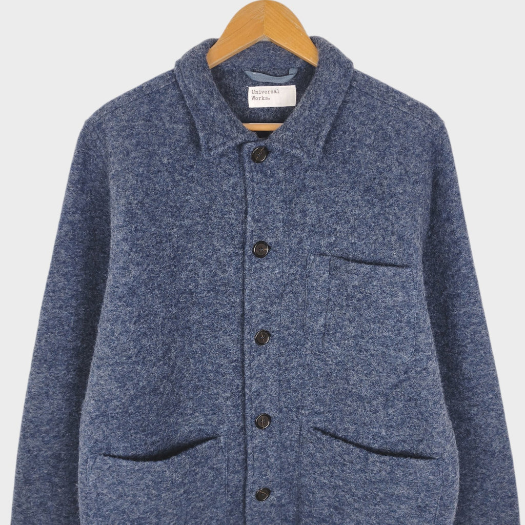 UNIVERSAL WORKS Men's Blue Wool Fleece Field Jacket