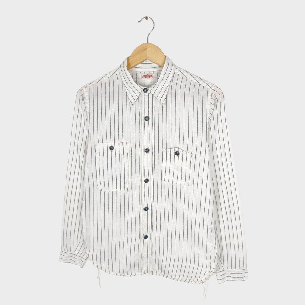 THE REAL MCCOY'S Men's Made in Japan Double Diamond Striped Cotton Shirt