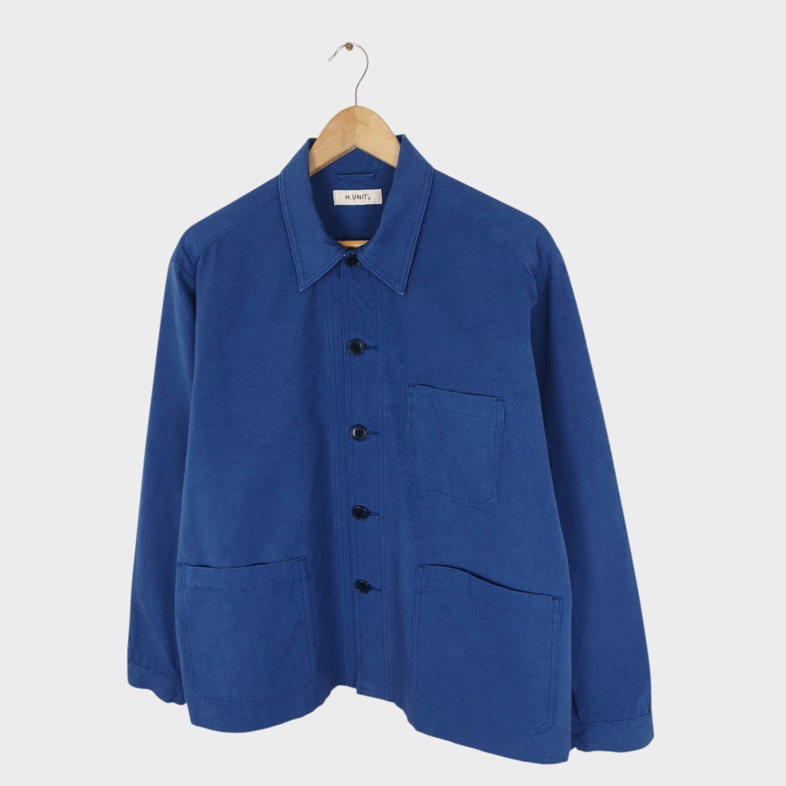 H.UNIT Men's Made in Japan Blue 100% Cotton Relaxed Fit Chore Jacket