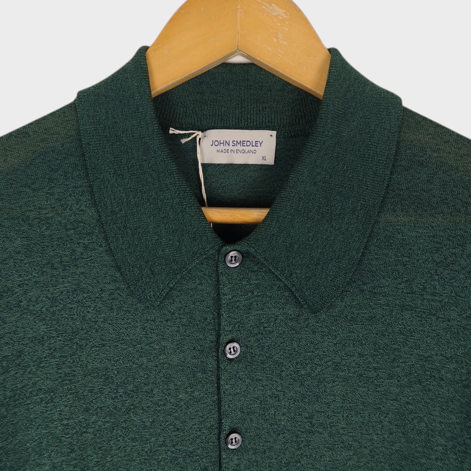 JOHN SMEDLEY Men's Bottle Green Made in England Wool/Cotton Isis Polo Shirt