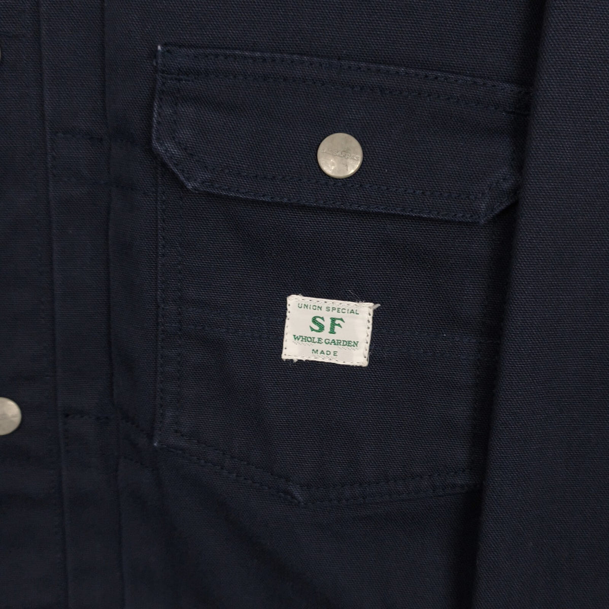SASSAFRAS Men's Made in Japan Navy Duck Canvas Gardener Trucker Jacket