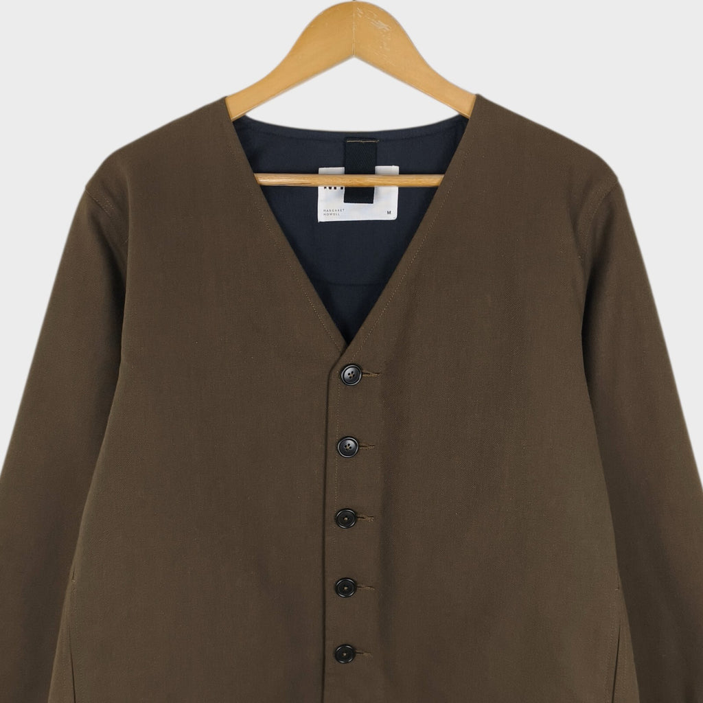 MHL MARGARET HOWELL Men's Khaki V-Neck Padded Jacket