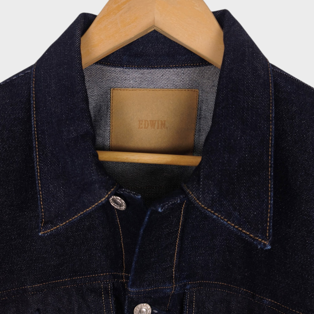EDWIN Japan Men's Dark Blue Cropped Trucker Jacket