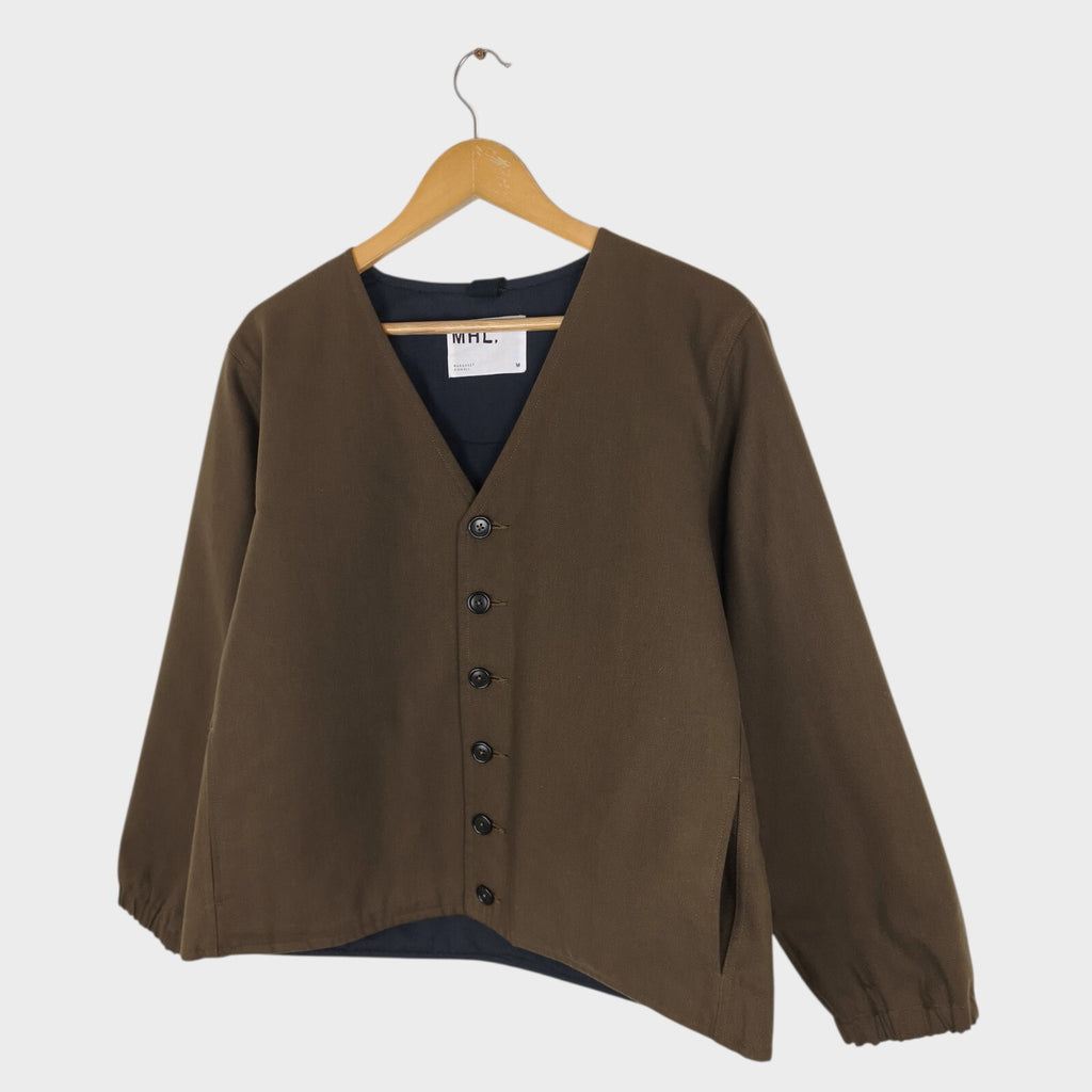 MHL MARGARET HOWELL Men's Khaki V-Neck Padded Jacket