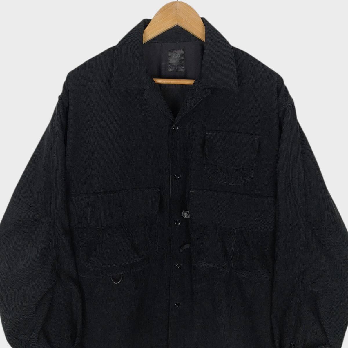 DAIWA PIER39 Men's Black Corduroy Tech Fisherman's Open Collar Overshirt
