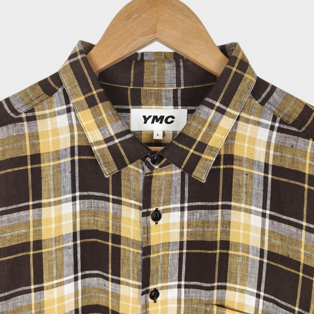 YMC You Must Create Men's 100% Linen Checked Shirt