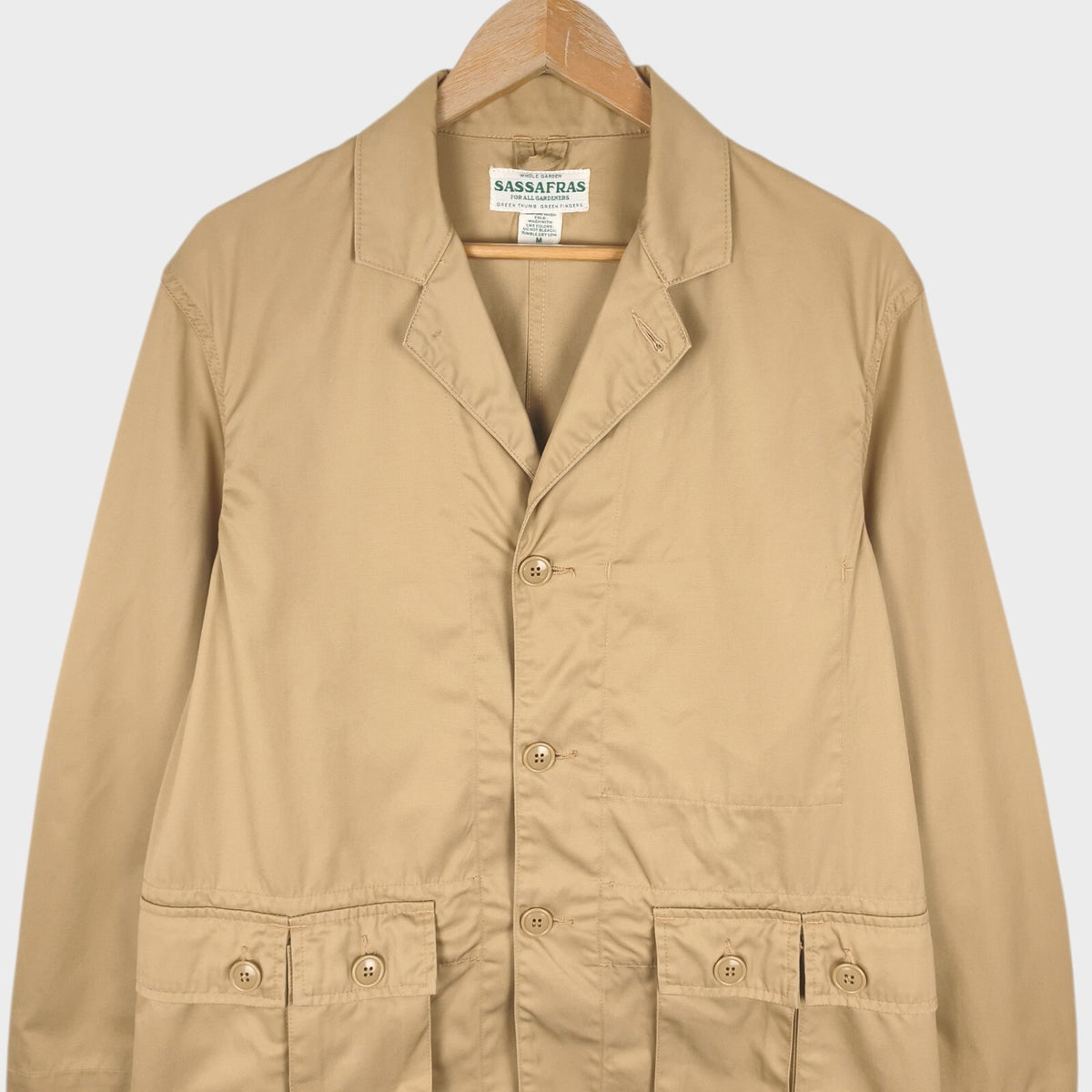 SASSAFRAS Men's Made in Japan Beige Cotton G.D.U. Leaf Jacket