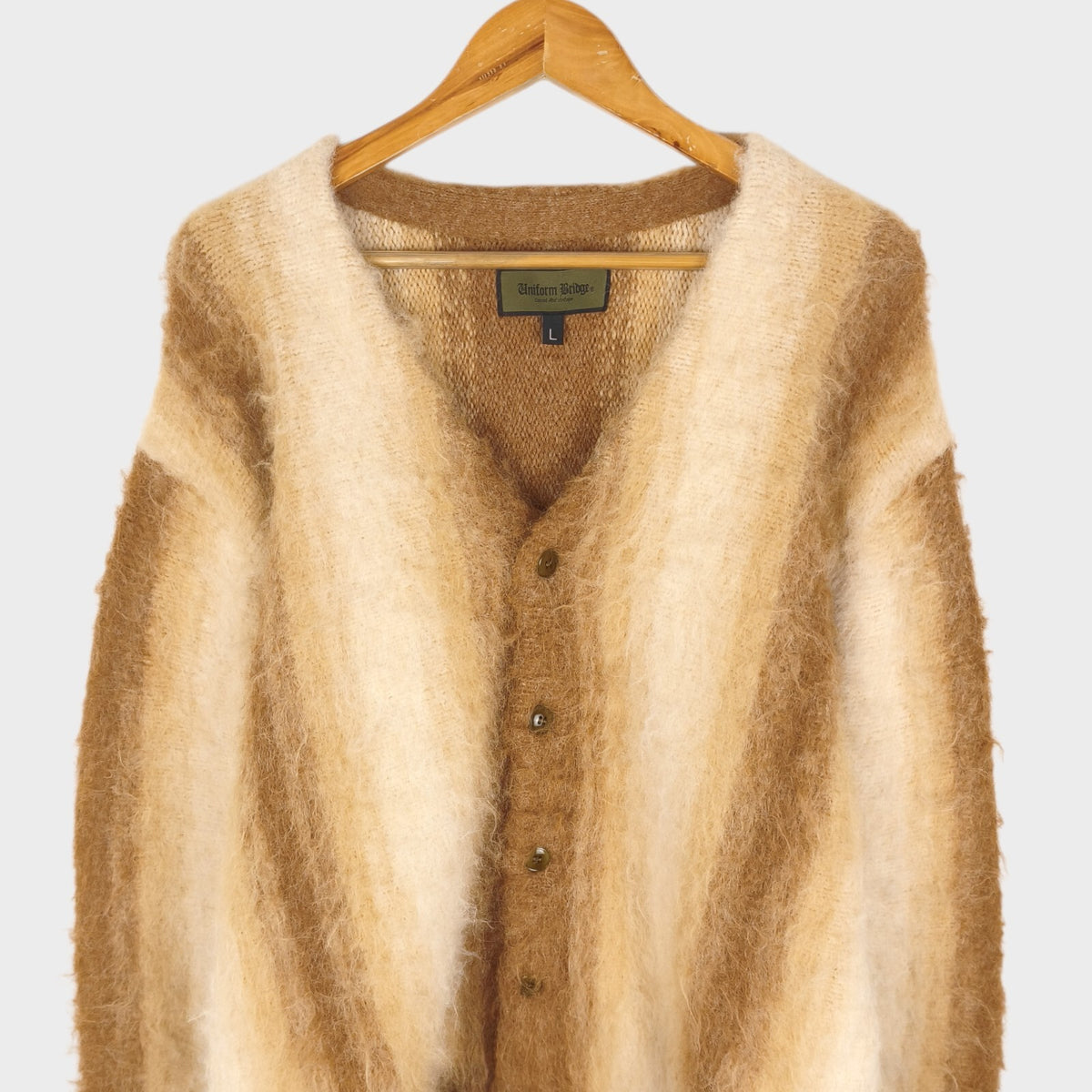 UNIFORM BRIDGE Men's Striped Shaggy Grunge Relaxed Fit Cardigan
