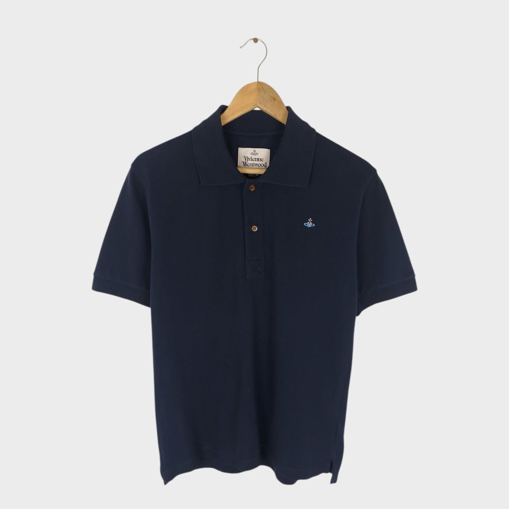 VIVIENNE WESTWOOD Men's Navy Blue Embroidered Orb Logo Polo Shirt