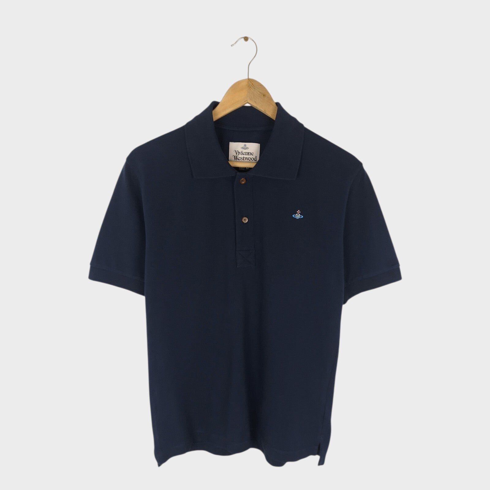 VIVIENNE WESTWOOD Men's Navy Blue Embroidered Orb Logo Polo Shirt