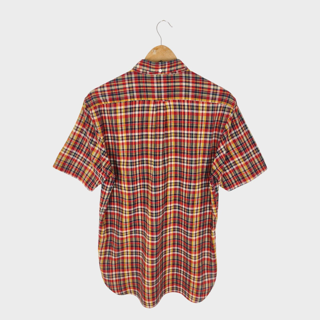 BEAMS PLUS Men's Made in Japan Lightweight Cotton Checked Short Sleeved Shirt