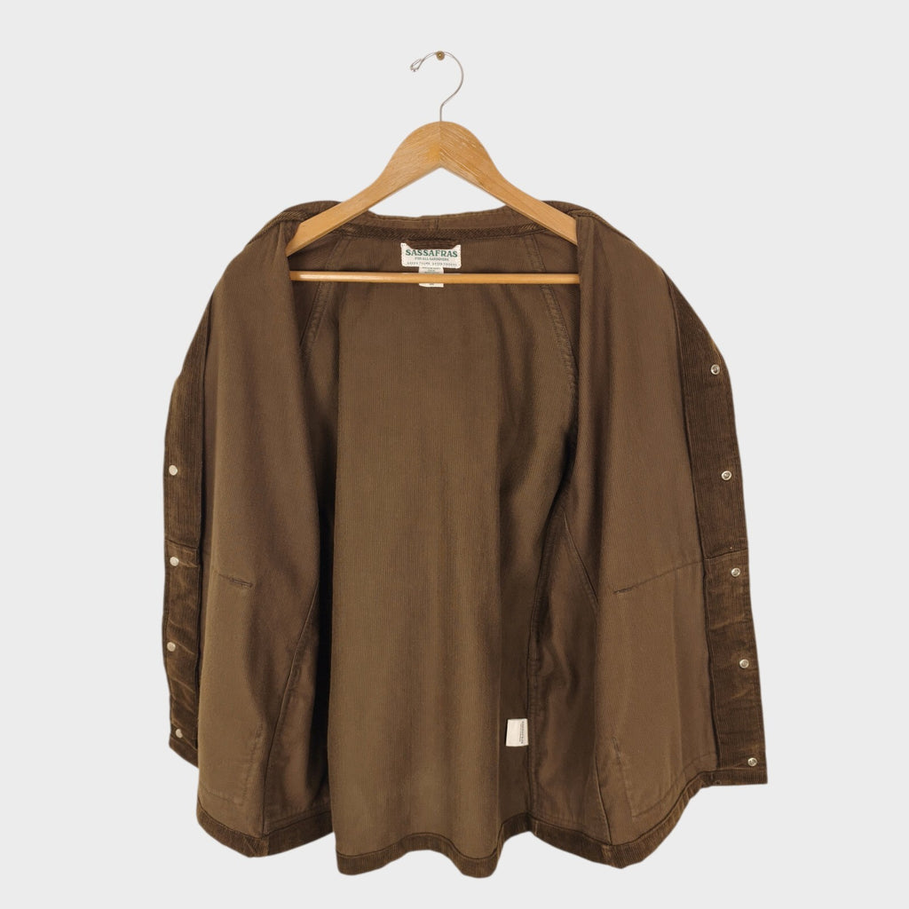 SASSAFRAS Men's Made in Japan Brown Corduroy Bud Breaker Jacket