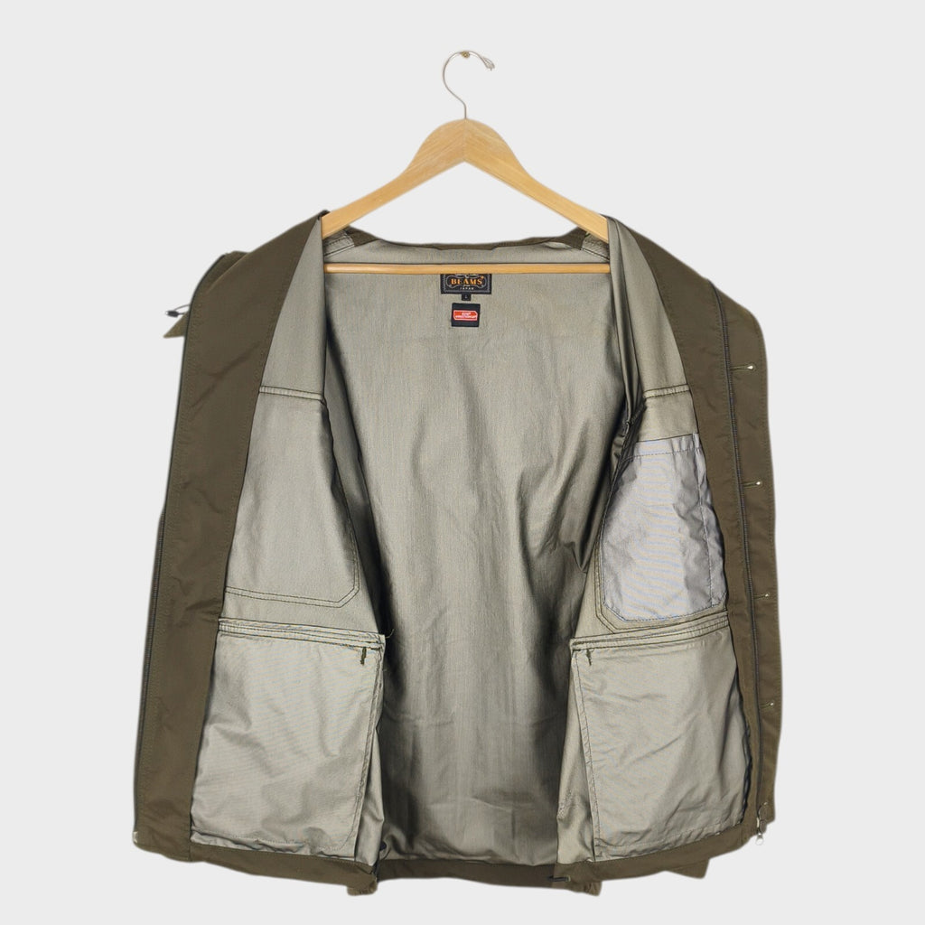 BEAMS PLUS Men's Khaki Green Gore Windstopper Mackinaw Cruiser Jacket