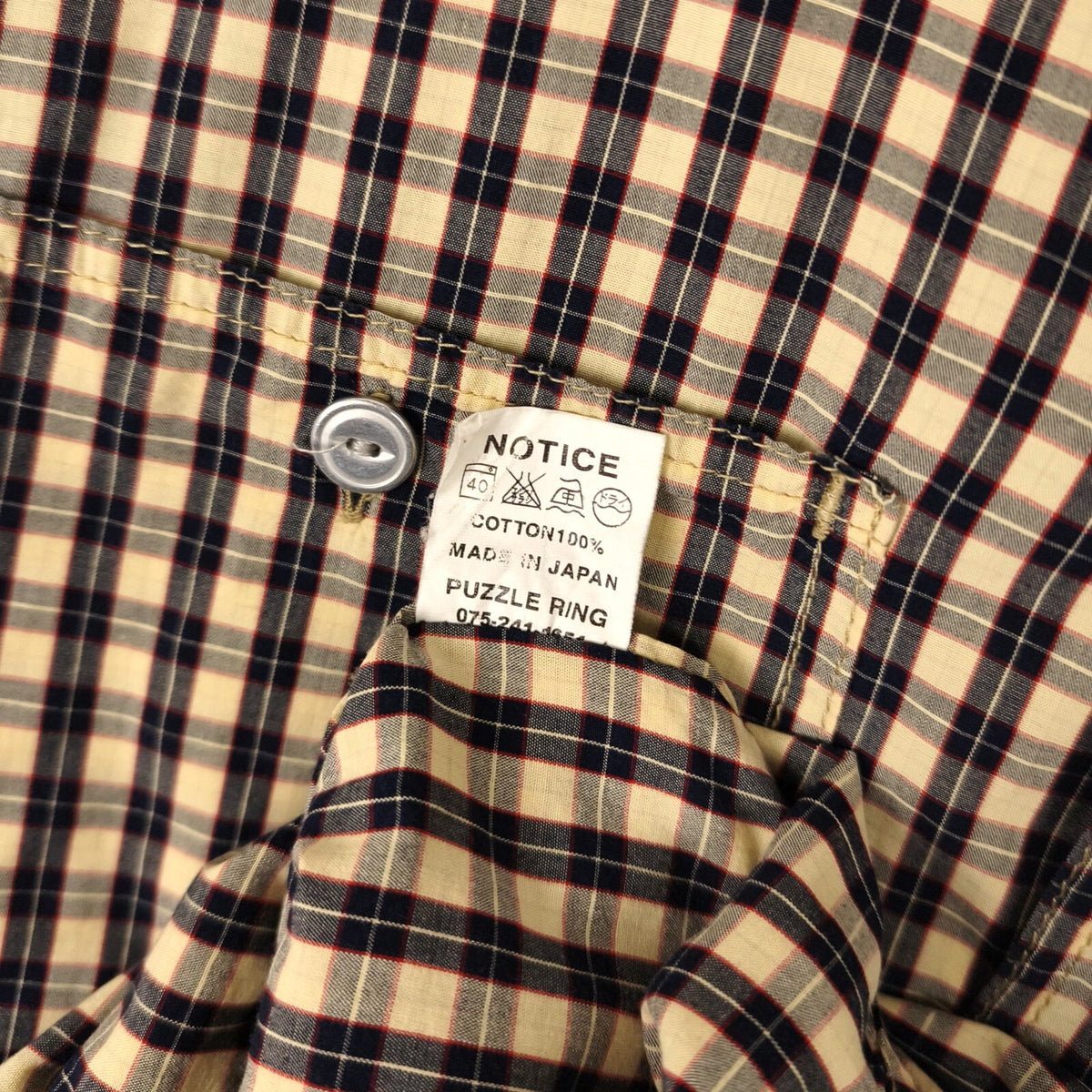 SASSAFRAS Men's Made in Japan Checked 4 Pocket Utility Shirt