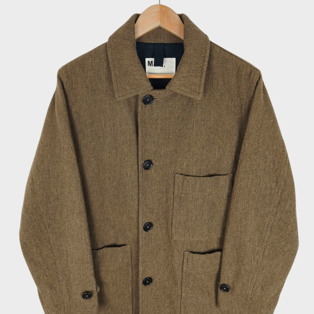 MHL MARGARET HOWELL Women's Olive Green Wool Linen Blend Coat Jacket