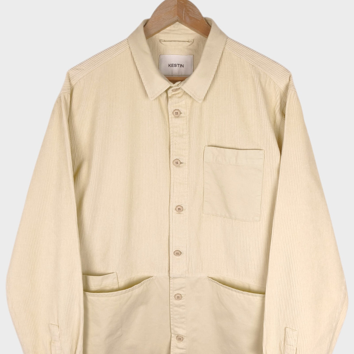 KESTIN HARE Men's Ecru Corduroy Rosyth Overshirt Jacket