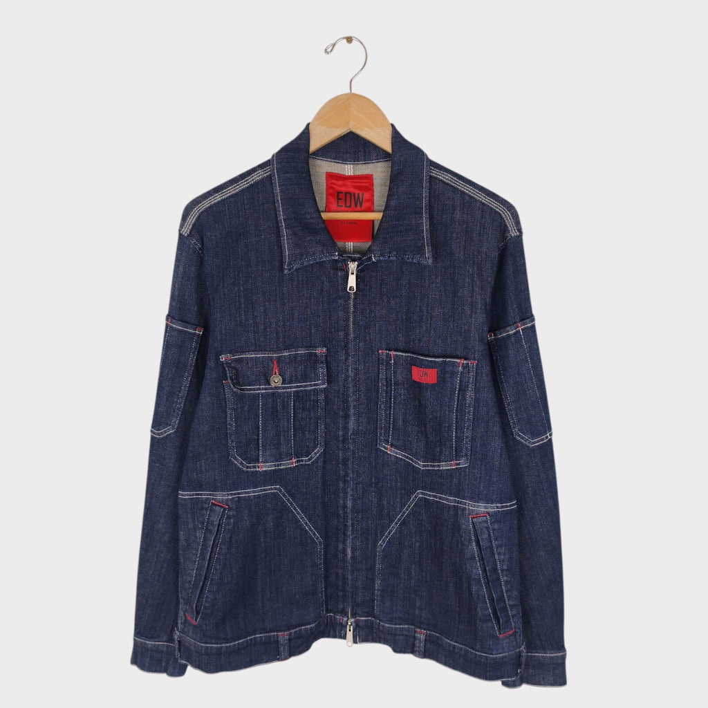 EDWIN Japan Men's Blue Denim Stretch Denim Utility Jacket