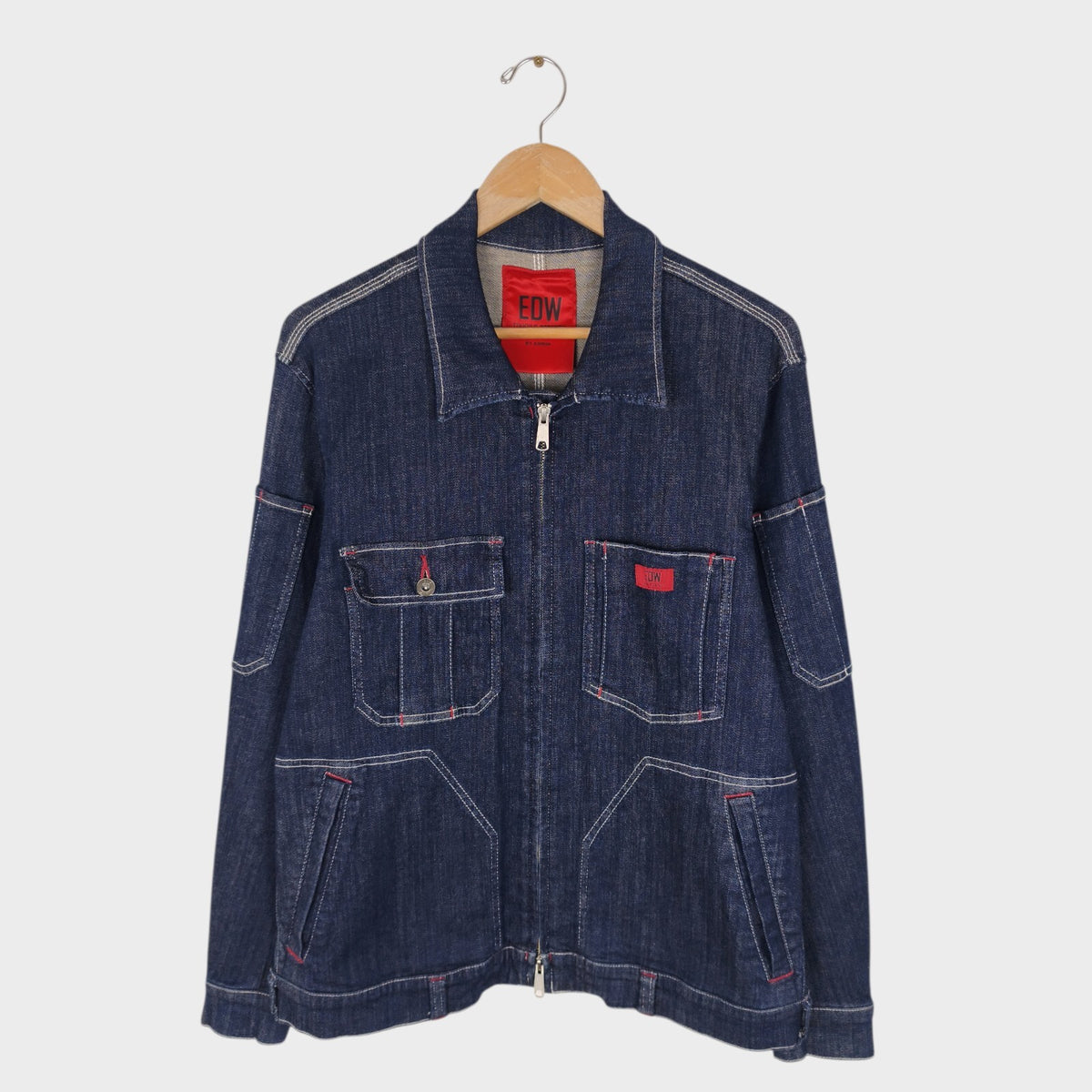 EDWIN Japan Men's Blue Denim Stretch Denim Utility Jacket