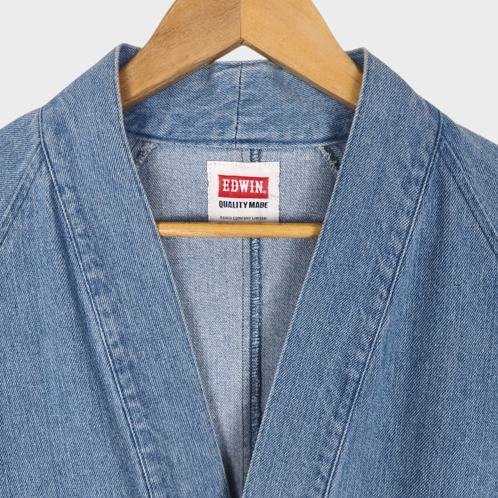 EDWIN Japan Men's Light Blue Denim V-Neck Cardigan Jacket