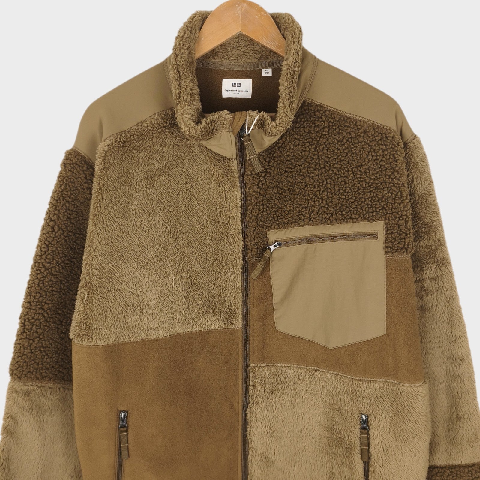 ENGINEERED GARMENTS x UNIQLO Men's Brown Patchwork Fleece Zip Jacket