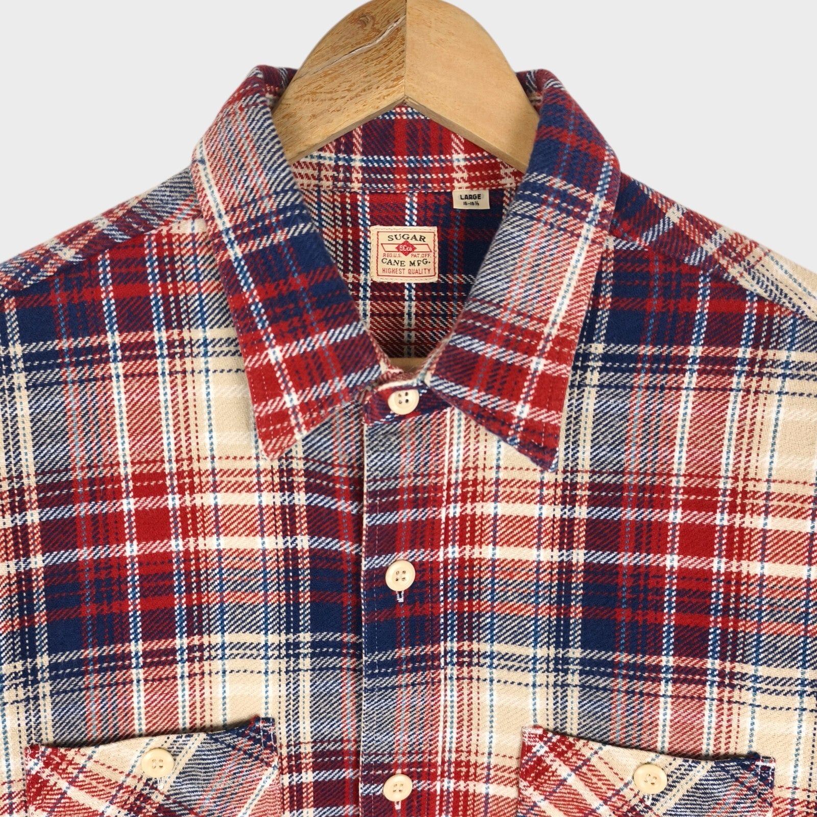 SUGAR CANE Men's Made in Japan Checked Heavyweight Flannel Shirt