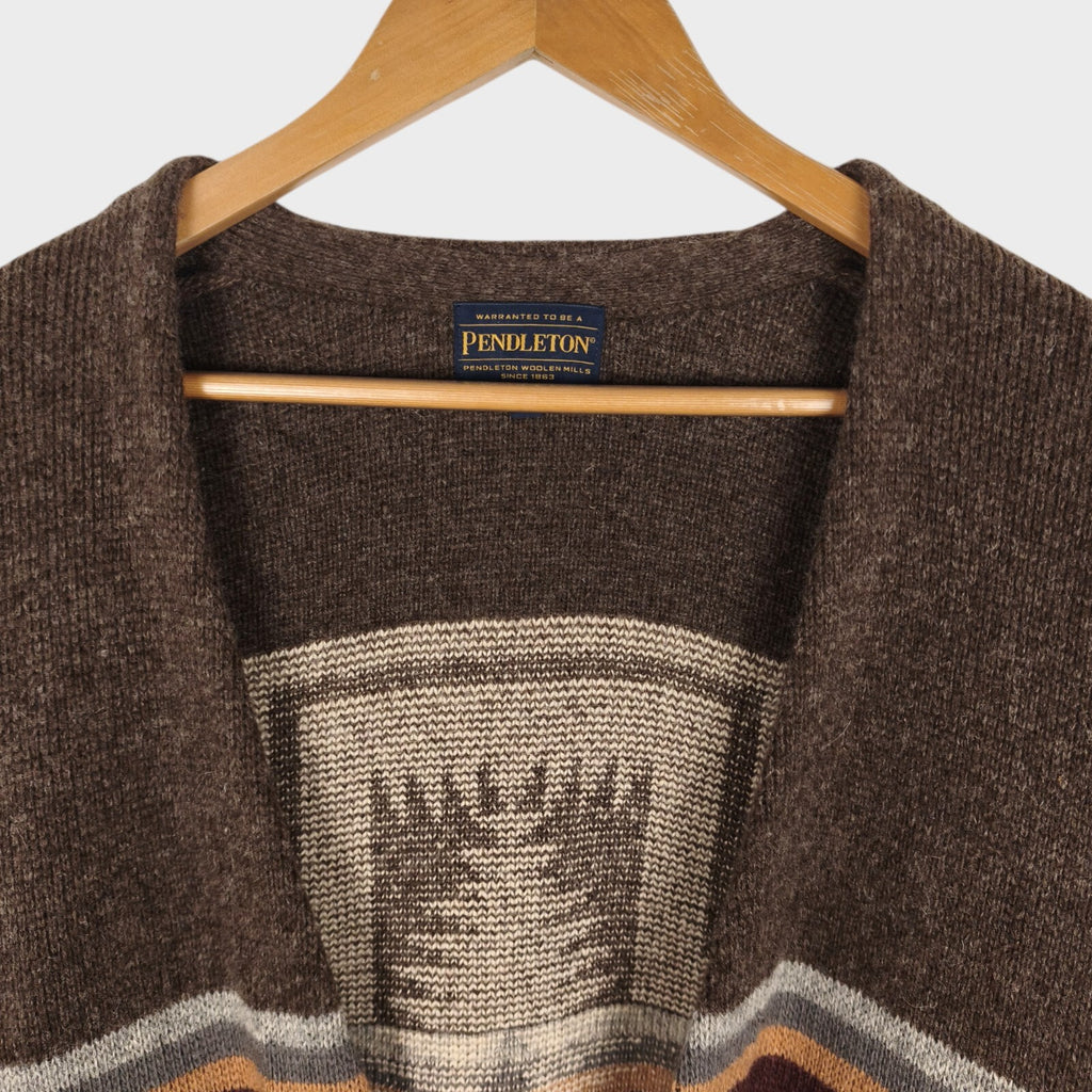 PENDLETON Men's Navajo Jacquard Wool Blend Open Cardigan