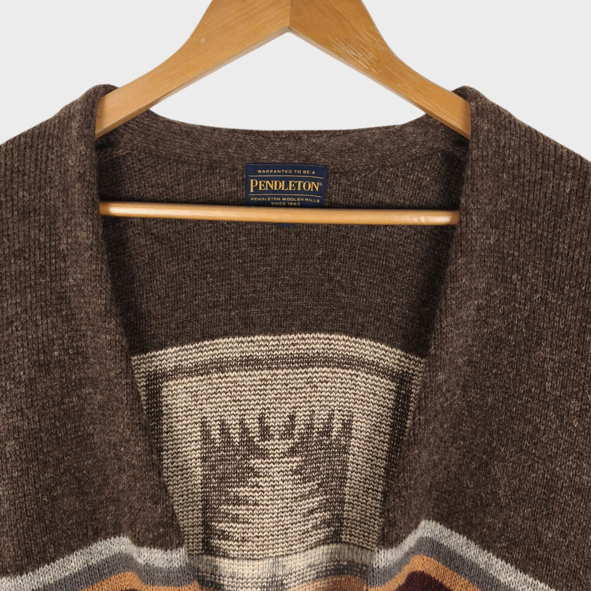 PENDLETON Men's Navajo Jacquard Wool Blend Open Cardigan