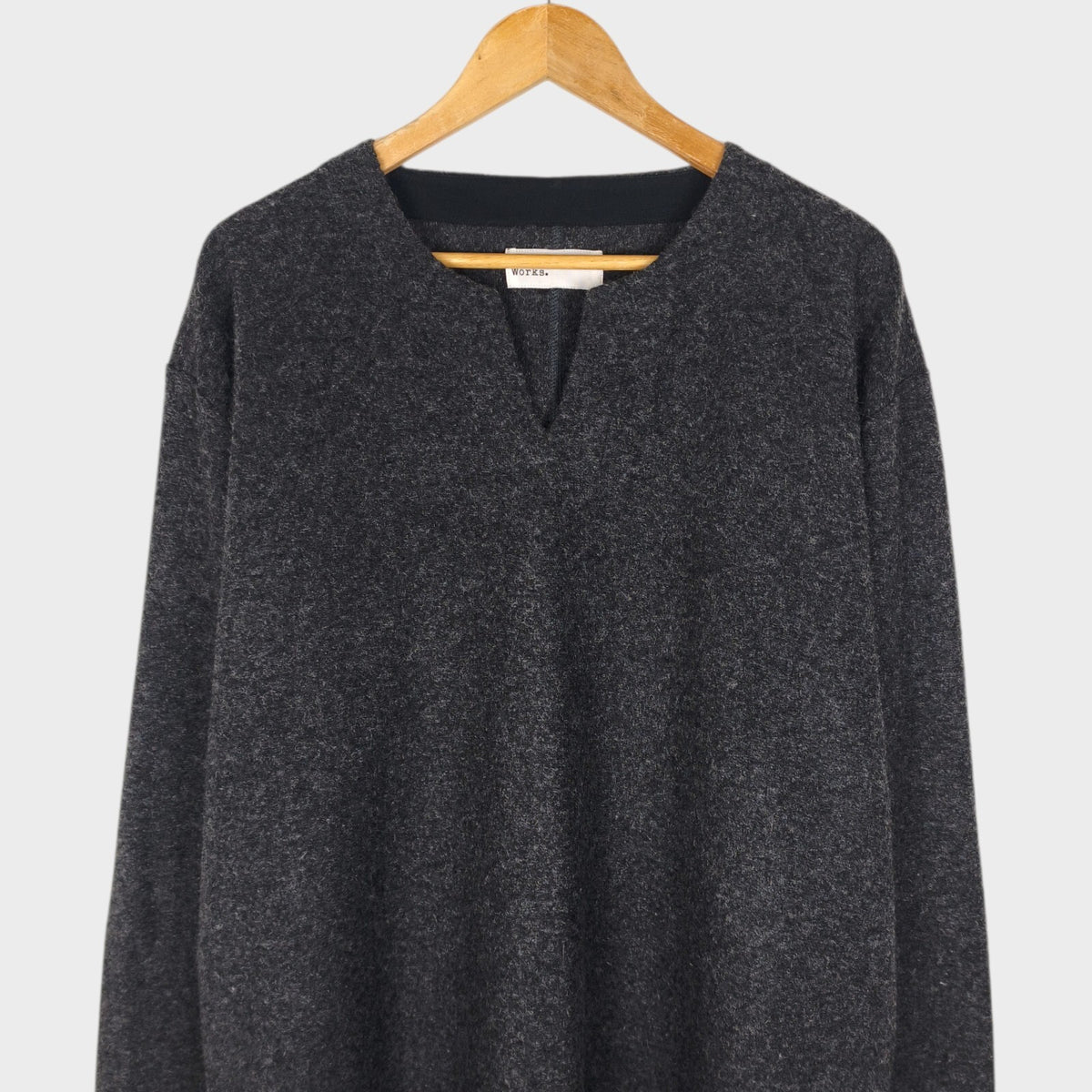 UNIVERSAL WORKS Men's Grey Wool Blend Split Neck Pullover Jumperr