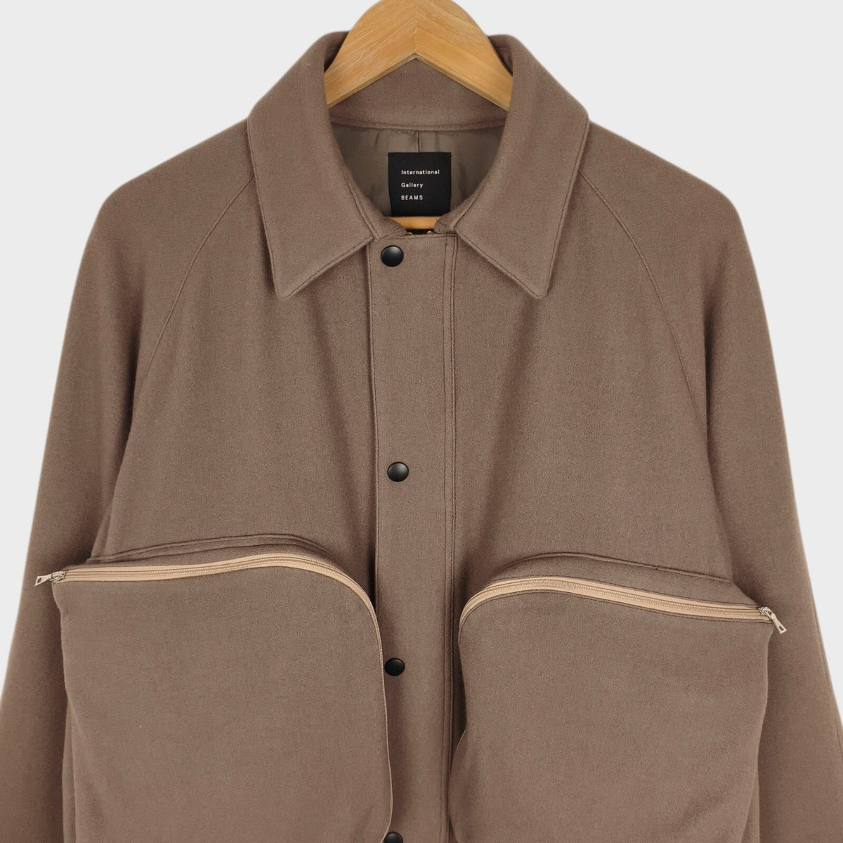 BEAMS INTERNATIONAL GALLERY Men's Taupe Made in Japan 100% Wool Cropped Blouson Jacket