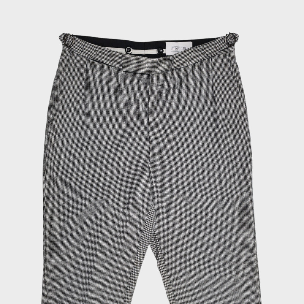 SIRPLUS Men's Micro Dogtooth Pleated Wool Trousers