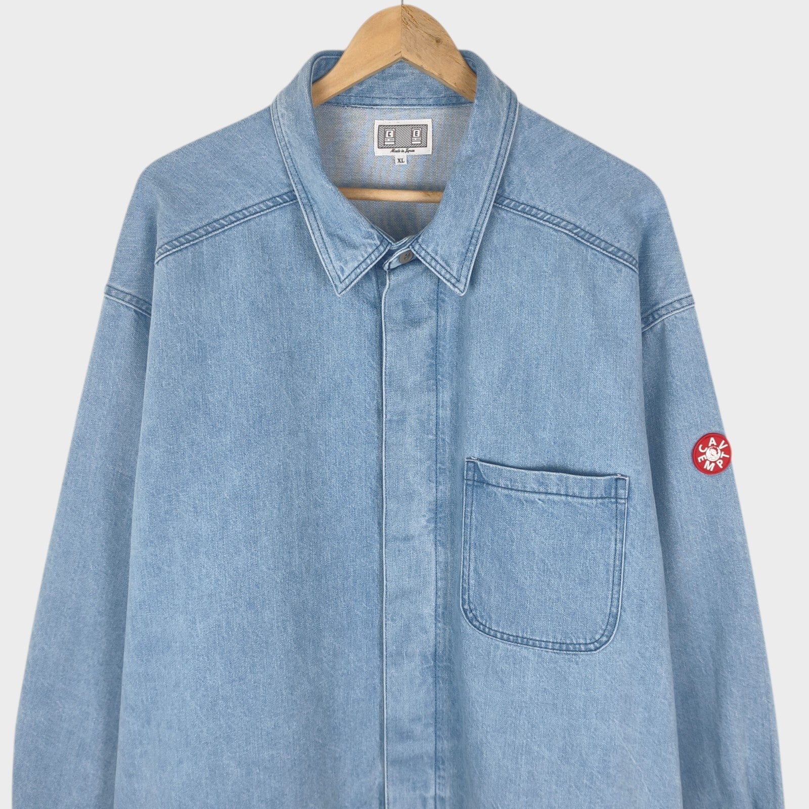 CAV EMPT Men's Made in Japan Washed Blue Short Denim Jacket