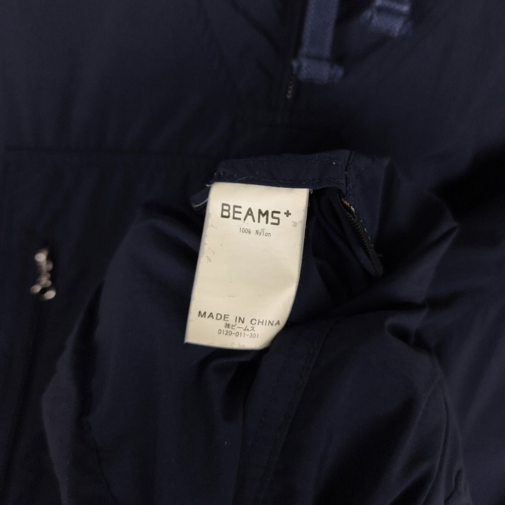 BEAMS PLUS Men's Navy Blue Oversized Fit Smock Anorak Parka Jacket