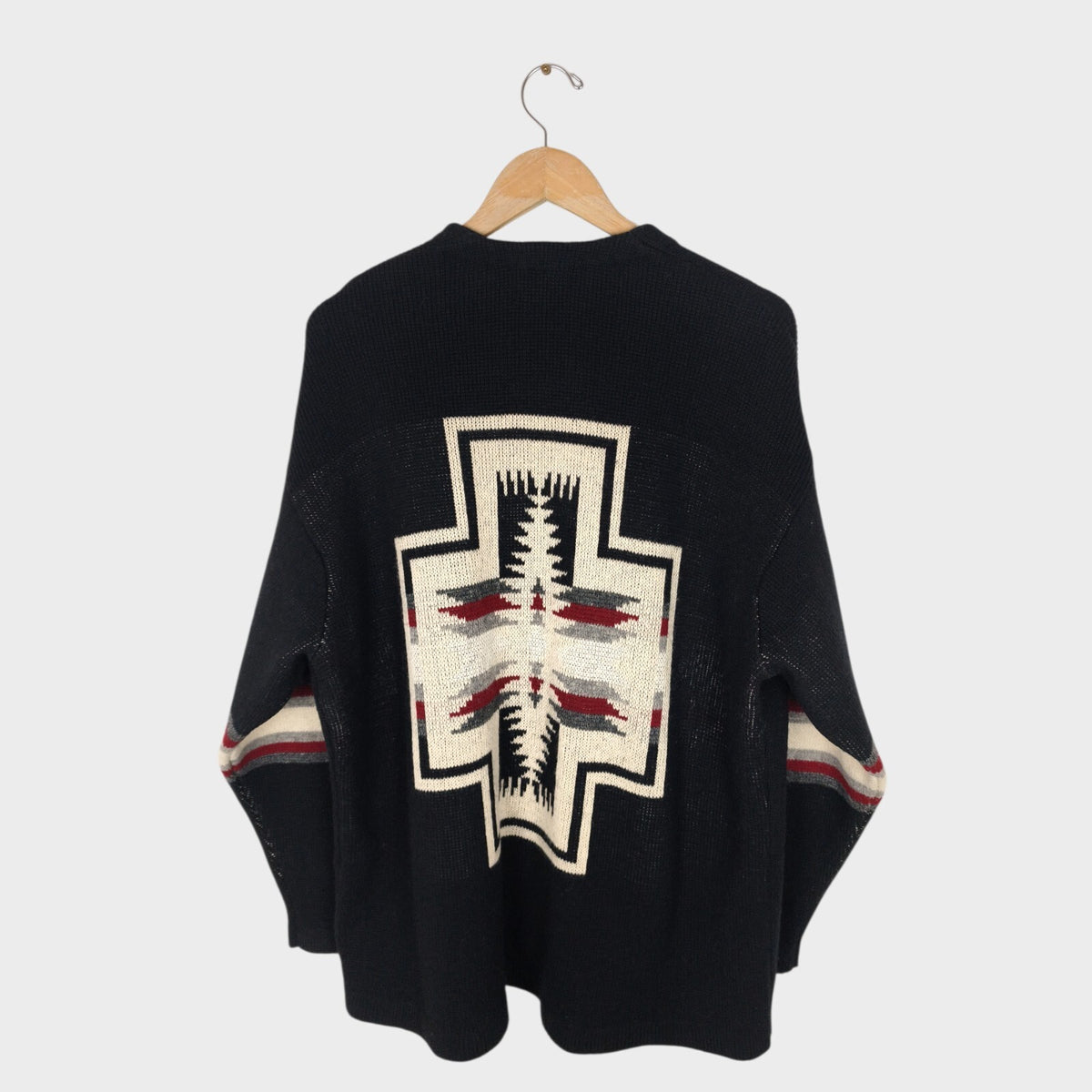 PENDLETON Men's Navajo Jacquard Wool Blend Open Cardigan