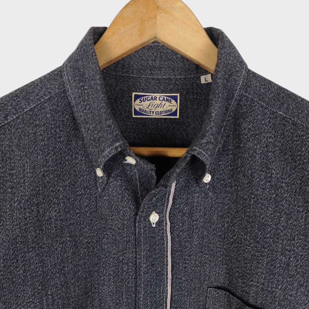 SUGAR CANE Men's Made in Japan Dark Blue Melange Work Shirt