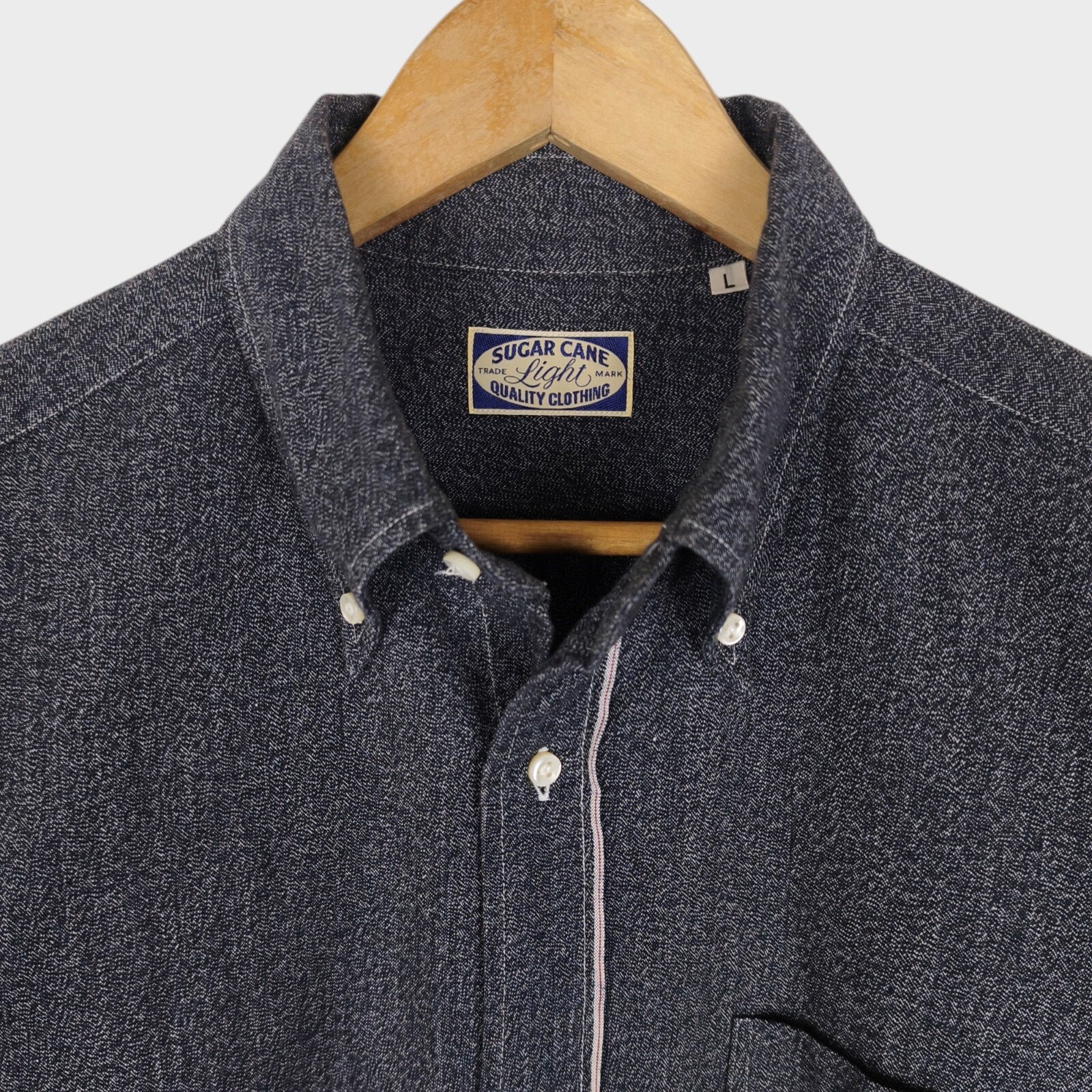 SUGAR CANE Men's Made in Japan Dark Blue Melange Work Shirt