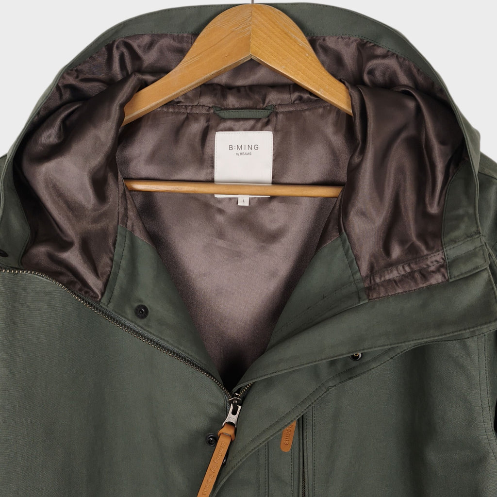 BEAMS B:MING Men's Sage Green Waterproof Mountain Parka Jacket