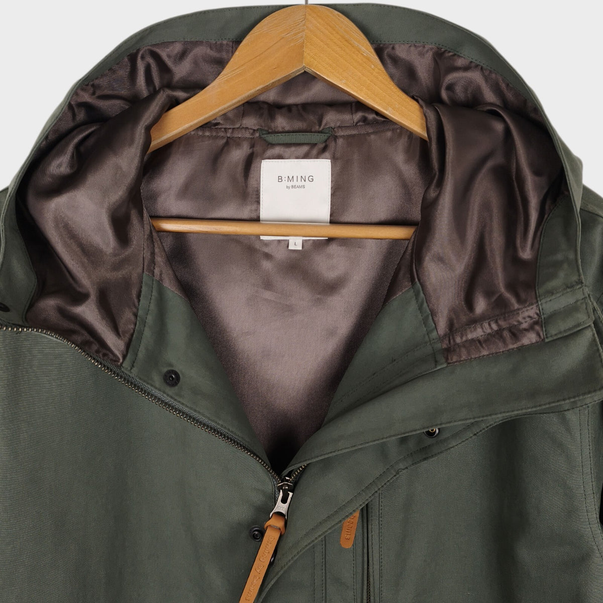 BEAMS B:MING Men's Sage Green Waterproof Mountain Parka Jacket