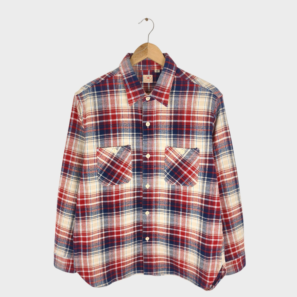 SUGAR CANE Men's Made in Japan Checked Heavyweight Flannel Shirt