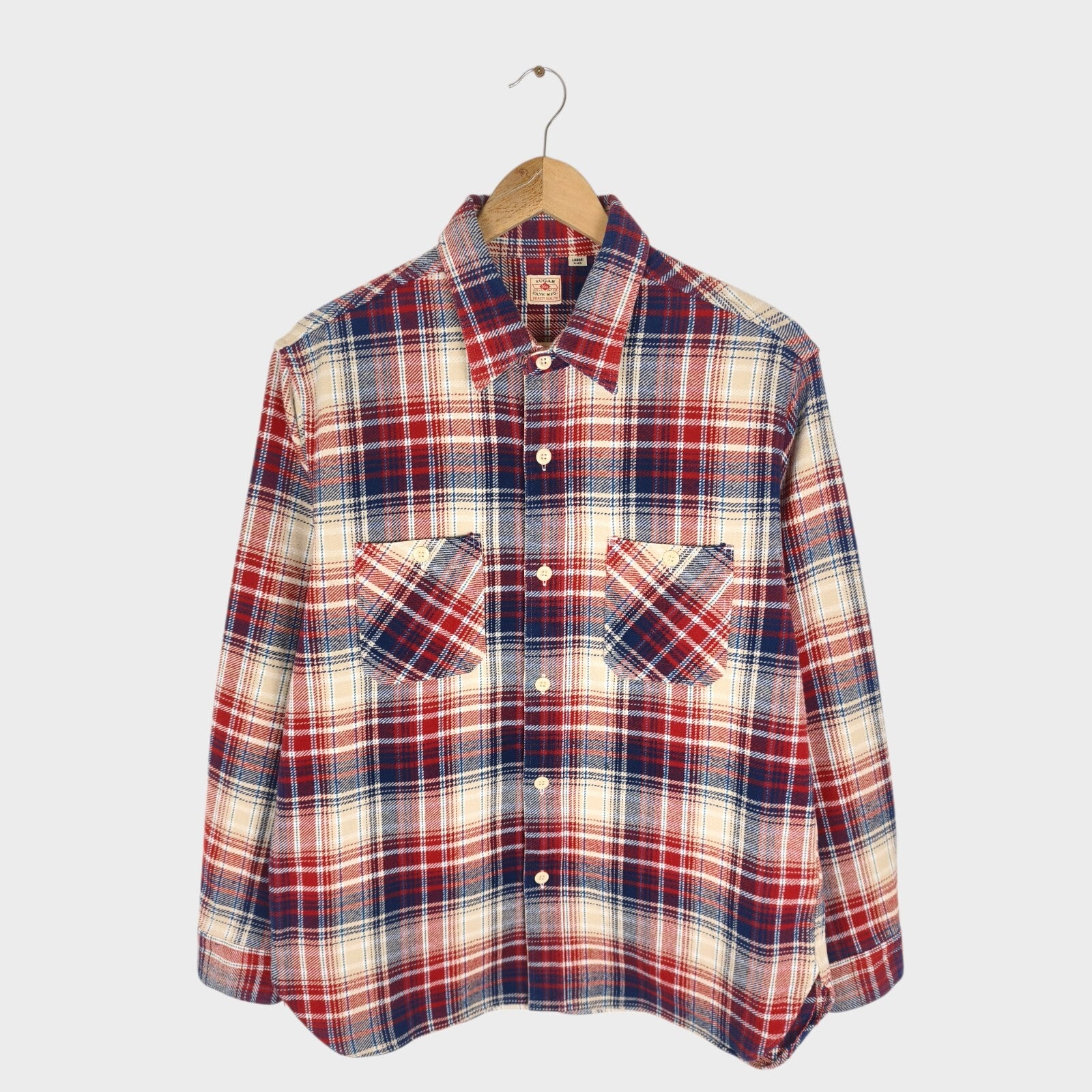 SUGAR CANE Men's Made in Japan Checked Heavyweight Flannel Shirt