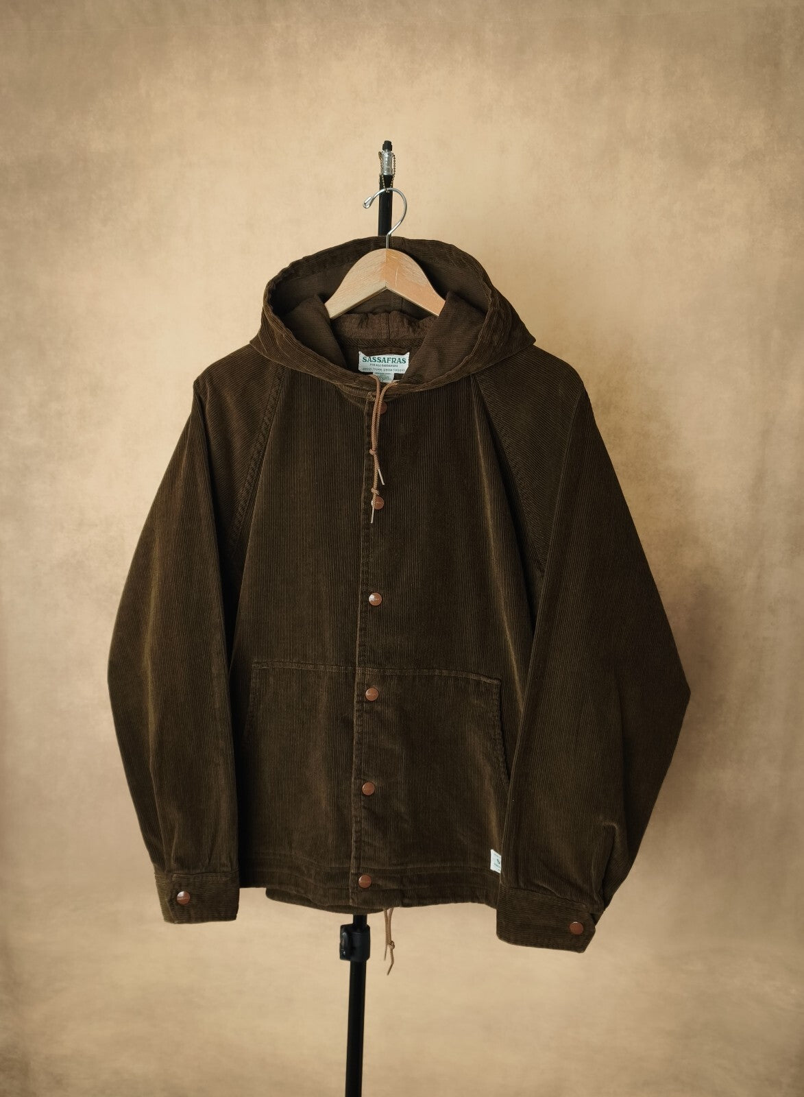 SASSAFRAS Men's Made in Japan Brown Corduroy Bud Breaker Jacket
