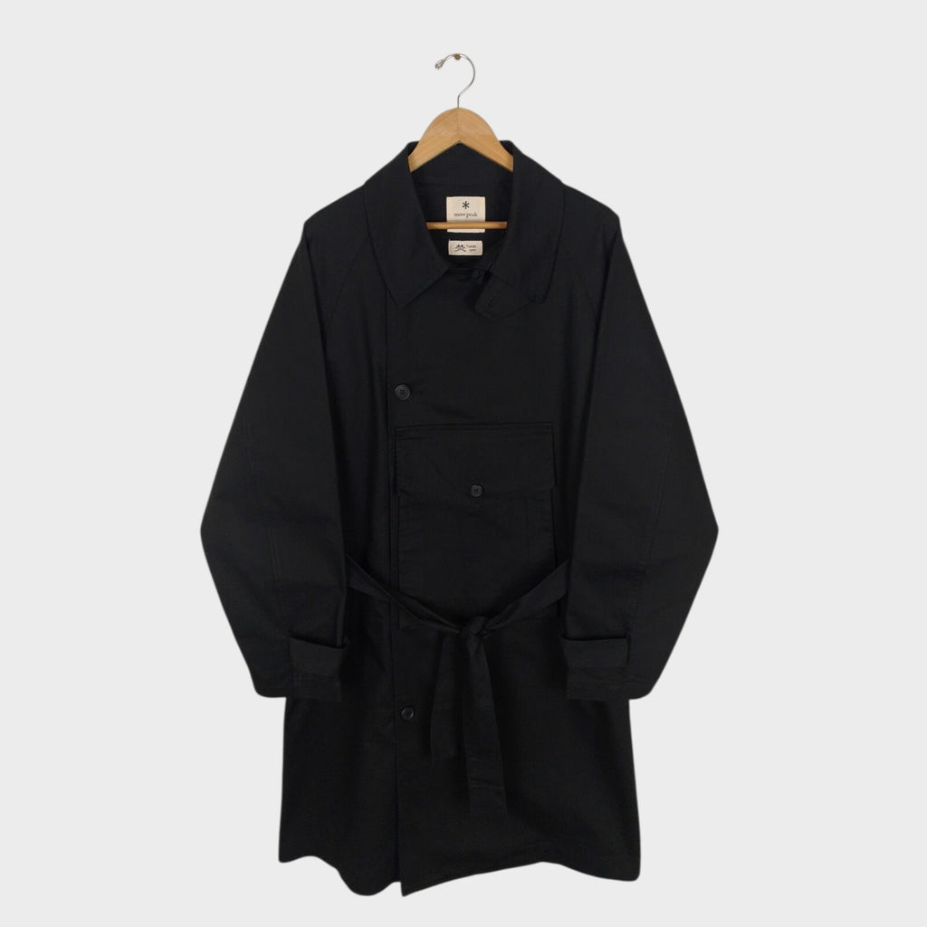 SNOW PEAK Men's Black Takibi Spec Utility Trench Coat