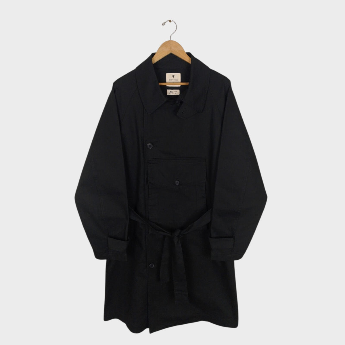 SNOW PEAK Men's Black Takibi Spec Utility Trench Coat
