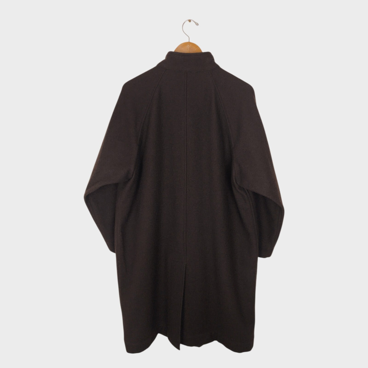 MHL MARGARET HOWELL Men's Brown Heavyweight 100% Melton Wool Stand Collar Coat