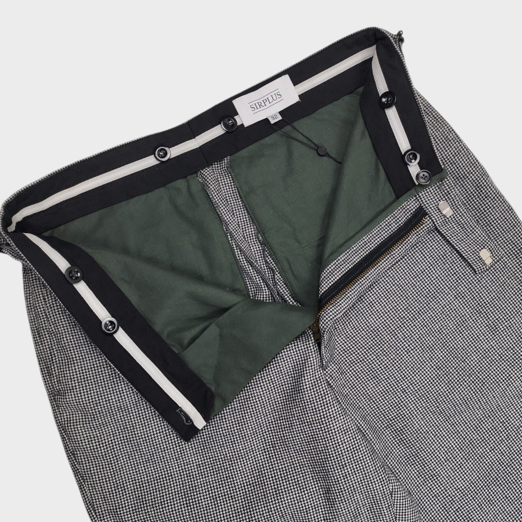 SIRPLUS Men's Micro Dogtooth Pleated Wool Trousers