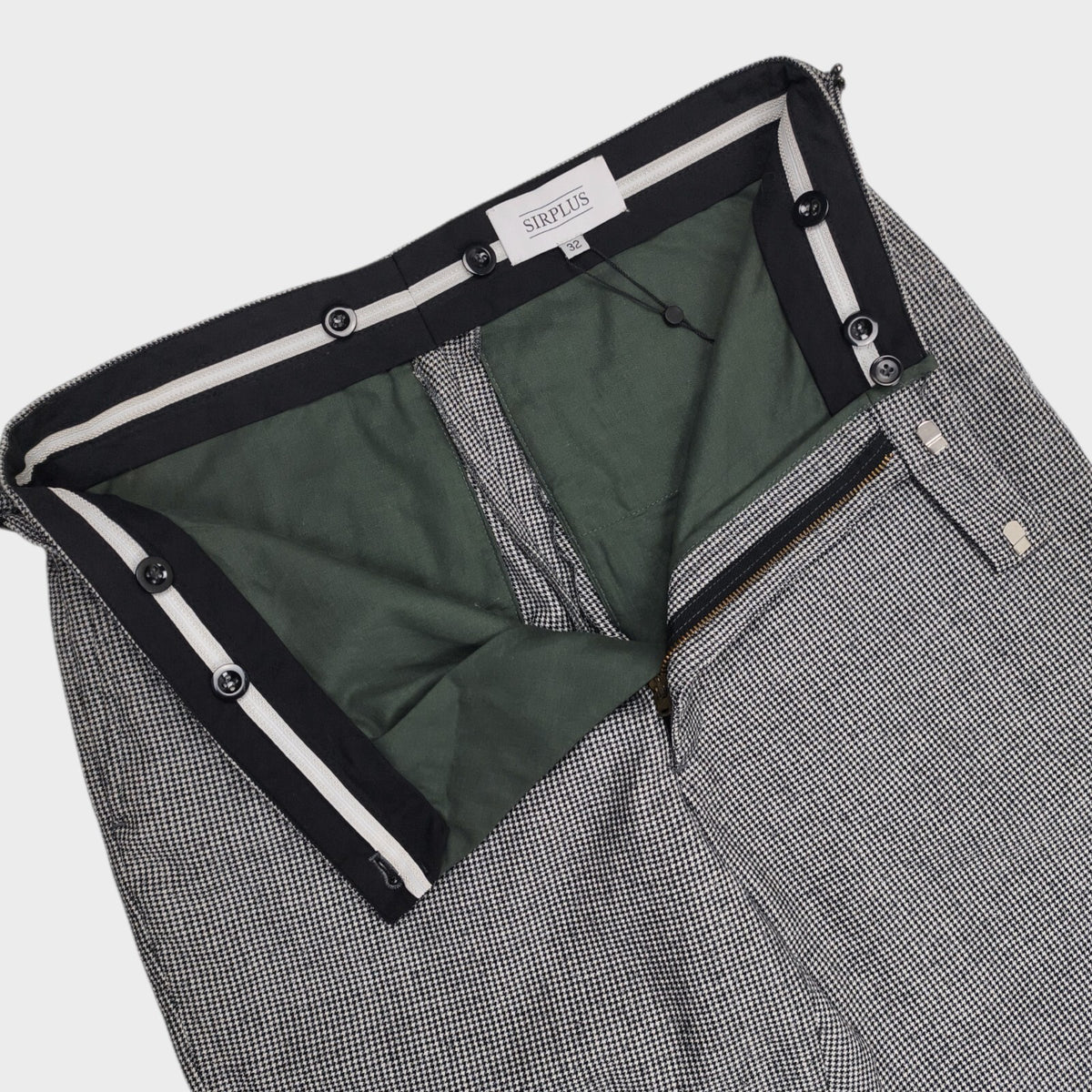 SIRPLUS Men's Micro Dogtooth Pleated Wool Trousers