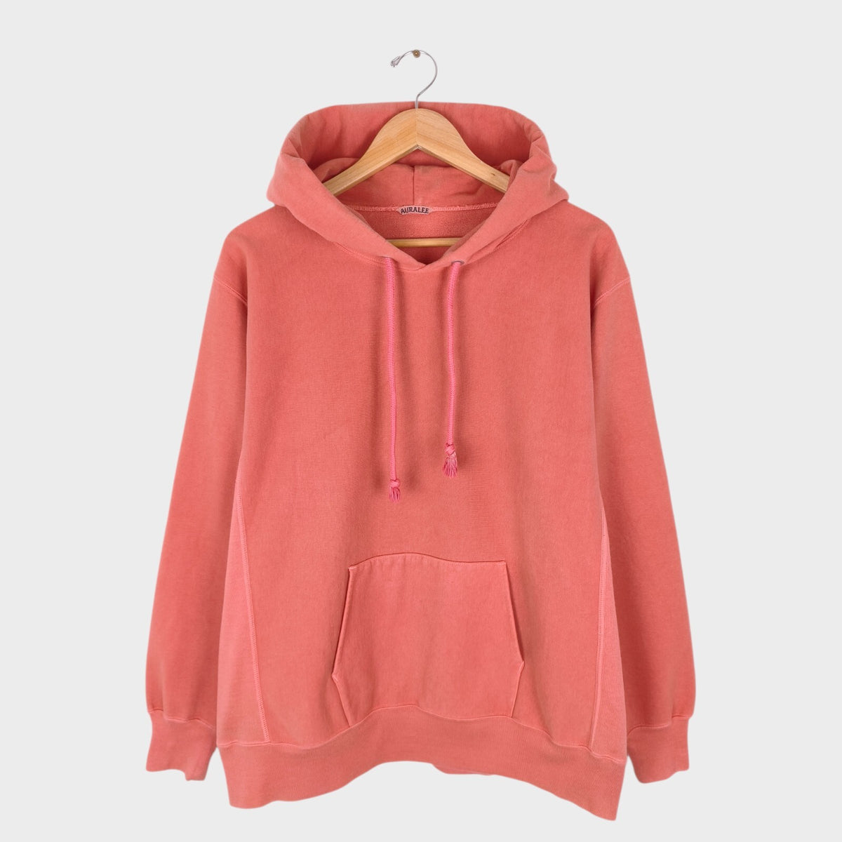 AURALEE Men's Made in Japan Salmon Pink Heavyweight Cotton Blend Hoodie